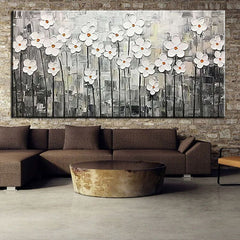 Field of Lilies – Textured Abstract Floral Painting for Elegant Decor