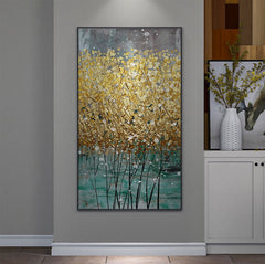 Gold Stem – Textured Floral Oil Painting