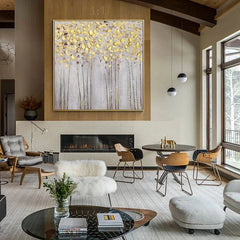 Golden Canopy-Gold Leaf Abstract Textured Painting for Modern Interiors