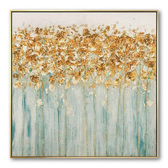 Golden Radiance-Abstract Oil Painting with Gold Leaf