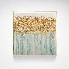 Golden Radiance-Abstract Oil Painting with Gold Leaf