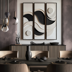 Lunar Drift-Modern Abstract 3-Piece Wall Art Set – Textured Seascape Wall Art