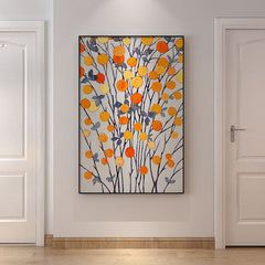 Golden Bloom Stems – Modern Botanical Dot Painting