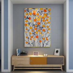 Golden Bloom Stems – Modern Botanical Dot Painting
