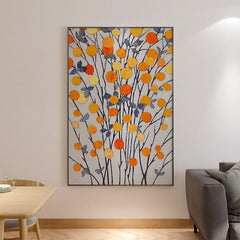 Golden Bloom Stems – Modern Botanical Dot Painting