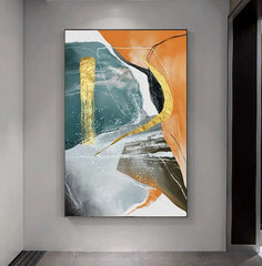 Marbled-Contemporary Geometric Wall Art – Minimalist Home Decor Painting