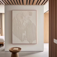 Minimalist White Relief Painting – Wabi-Sabi Textured Abstract Wall Art for Modern Decor