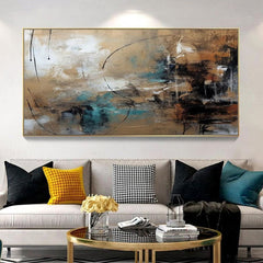 Desert Hues: Abstract Horizon- Large Textured Abstract Horizontal Canvas Wall Art