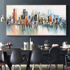 New York City Reflections – Abstract Skyline Oil Painting – Modern Urban Wall Art