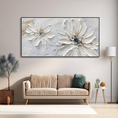Petals in Whisper-3D Floral Oil Painting, Contemporary Flower Art for Wall Decor