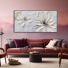 Petals in Whisper-3D Floral Oil Painting, Contemporary Flower Art for Wall Decor