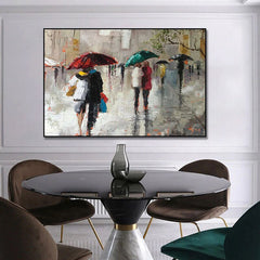 Rainy London: Colorful Urban Rainy Street Scene Art – Modern Cityscape Wall Decor
