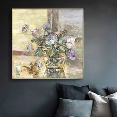 Still Life with Purple Flowers – Floral Oil Painting