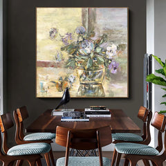 Still Life with Purple Flowers – Floral Oil Painting