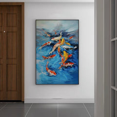 Surrounded by Koi – Animal Oil Painting