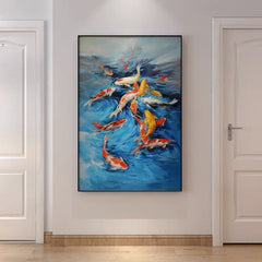 Surrounded by Koi – Animal Oil Painting