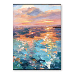 The Sea of Romance – Abstract Sunset Seascape Oil Painting, Vibrant Coastal Art for Home Decoration