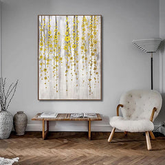 The Shiny Buttercup Flowers-Handmade Golden Hanging Flowers Wall Art – Modern Luxury Floral Painting