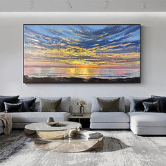 The Story of the Skies – Abstract Sunset Ocean Seascape Oil Painting. Coastal Wall Art