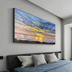 The Story of the Skies – Abstract Sunset Ocean Seascape Oil Painting. Coastal Wall Art