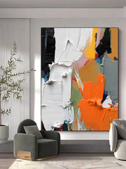 Vibrant Symphony – Colorful Vertical Abstract Canvas Painting for Modern Interiors
