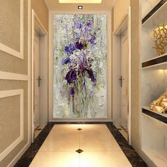 Violet-Handmade Purple Floral Oil Painting – Textured Impasto Flower Art for Home Decoration