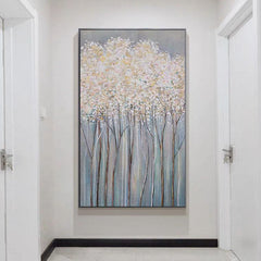Winter in the North – Textured Winter Landscape Oil Painting on Canvas for Modern Decor