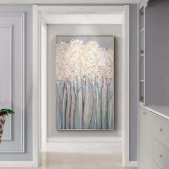 Winter in the North – Textured Winter Landscape Oil Painting on Canvas for Modern Decor