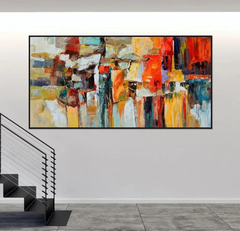 Autumn Union – Colorful Abstract Painting Modern Geometric Canvas Wall Art for Contemporary Interiors