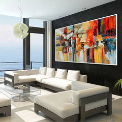 Autumn Union – Colorful Abstract Painting Modern Geometric Canvas Wall Art for Contemporary Interiors