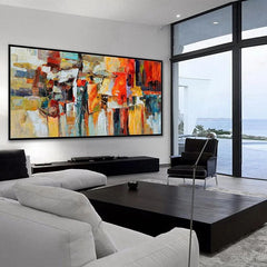 Autumn Union – Colorful Abstract Painting Modern Geometric Canvas Wall Art for Contemporary Interiors