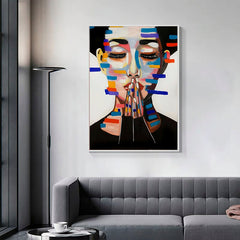 Belle-Modern Abstract Woman Face Art – Vibrant Color Blocks Wall Painting