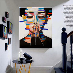 Belle-Modern Abstract Woman Face Art – Vibrant Color Blocks Wall Painting
