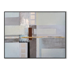 Conservatory-Abstract Geometric Wall Art – Neutral Tones with Gold Accent Modern Minimalist Decor