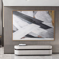 Fusion-Minimalist Abstract Geometric Wall Art – Black & White Constructivist – Inspired Canvas