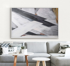 Fusion-Minimalist Abstract Geometric Wall Art – Black & White Constructivist – Inspired Canvas