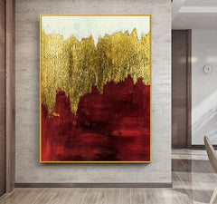 Goldtouch / Red – Luxurious Textured Abstract Painting for Modern Interiors