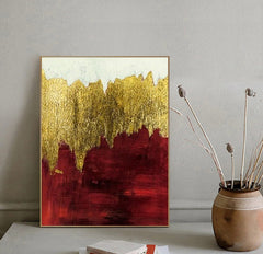 Goldtouch / Red – Luxurious Textured Abstract Painting for Modern Interiors