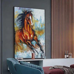 Kincsem-Galloping Horse Painting – Expressive Animal Wall Art for Modern Decor