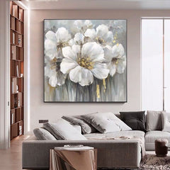 Nimbus – Modern Abstract Floral Oil Painting on Canvas for Luxury Decor