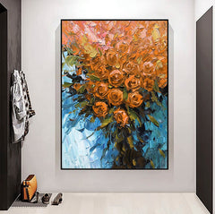 Orange Roses – Textured Floral Oil Painting