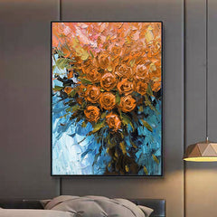 Orange Roses – Textured Floral Oil Painting