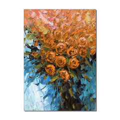 Orange Roses – Textured Floral Oil Painting