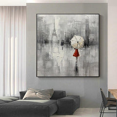 Paris Rain Reverie – Romantic Paris Rainy Day Painting – Eiffel Tower Wall Art
