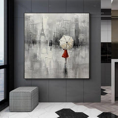 Paris Rain Reverie – Romantic Paris Rainy Day Painting – Eiffel Tower Wall Art