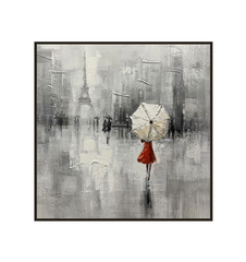 Paris Rain Reverie – Romantic Paris Rainy Day Painting – Eiffel Tower Wall Art