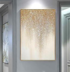 Shimmer/Gold-Golden Glitter Gradient Wall Art – Handmade Decor for Home & Office