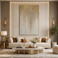 Shimmer/Gold-Golden Glitter Gradient Wall Art – Handmade Decor for Home & Office