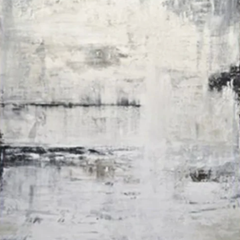 Snowy – Minimalist White and Gray Abstract Oil Painting for Modern Interiors
