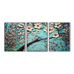 Turquoise Bloom – Textured Floral Oil Painting